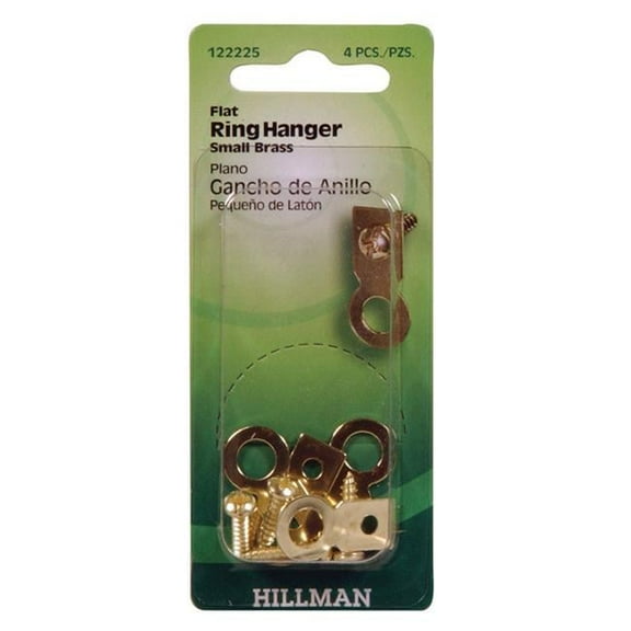 Picture Hanger, Flat Ring, Brass, Large, 4 PK., Hillman, 122227