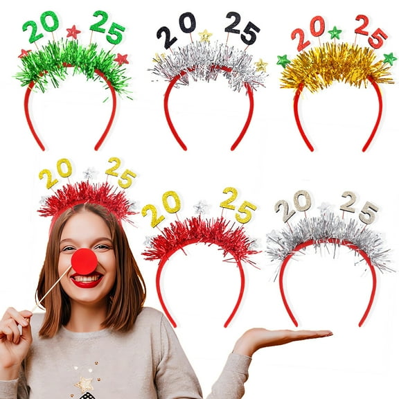 Dalrosia 2025 Happy New Year Headband, Glitter Headwear Party Decorations, One Size Fits Most