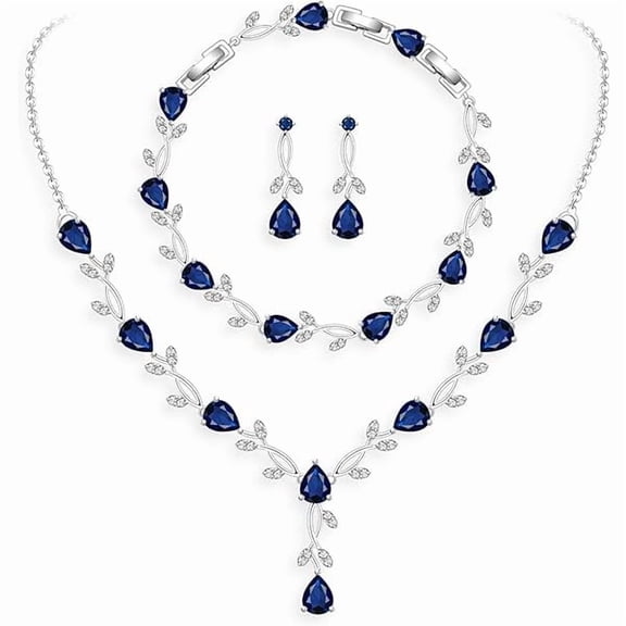 LYH Wedding Jewelry Sets for Bride Bridesmaid Women Cubic Zirconia Necklace Earrings Bracelet Set Gift for Mother Friend Wife Daughter Sister Party Prom Jewelry