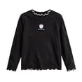 thumbnail image 5 of PureCasa Toddlers Baby Girls Basic Shirts Turtleneck T-Shirt Tops Cotton Lettuce Edge Trim Long Sleeve Cute Print Toddler Girl Clothes, 5 of 7