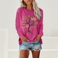 thumbnail image 2 of Arlun,2025 Fall Crew Neck Long Sleeve T Shirts Plus Size Fashion Graphic Printed Loose Fit Comfortable Lightweight Tops Soft Baggy Lounge Tops Hot Pink S, 2 of 4