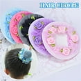 thumbnail image 7 of 3pcs Girl Bun Cover Snood Hair Net Hair Nets Latin Women Ballet Dance Crochet Snoods With Flower Headwears, 7 of 7