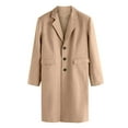 thumbnail image 1 of Awdenio Men's Winter Mid-length Suit Collar Single-breasted Solid Color Coat Jacket, 1 of 8