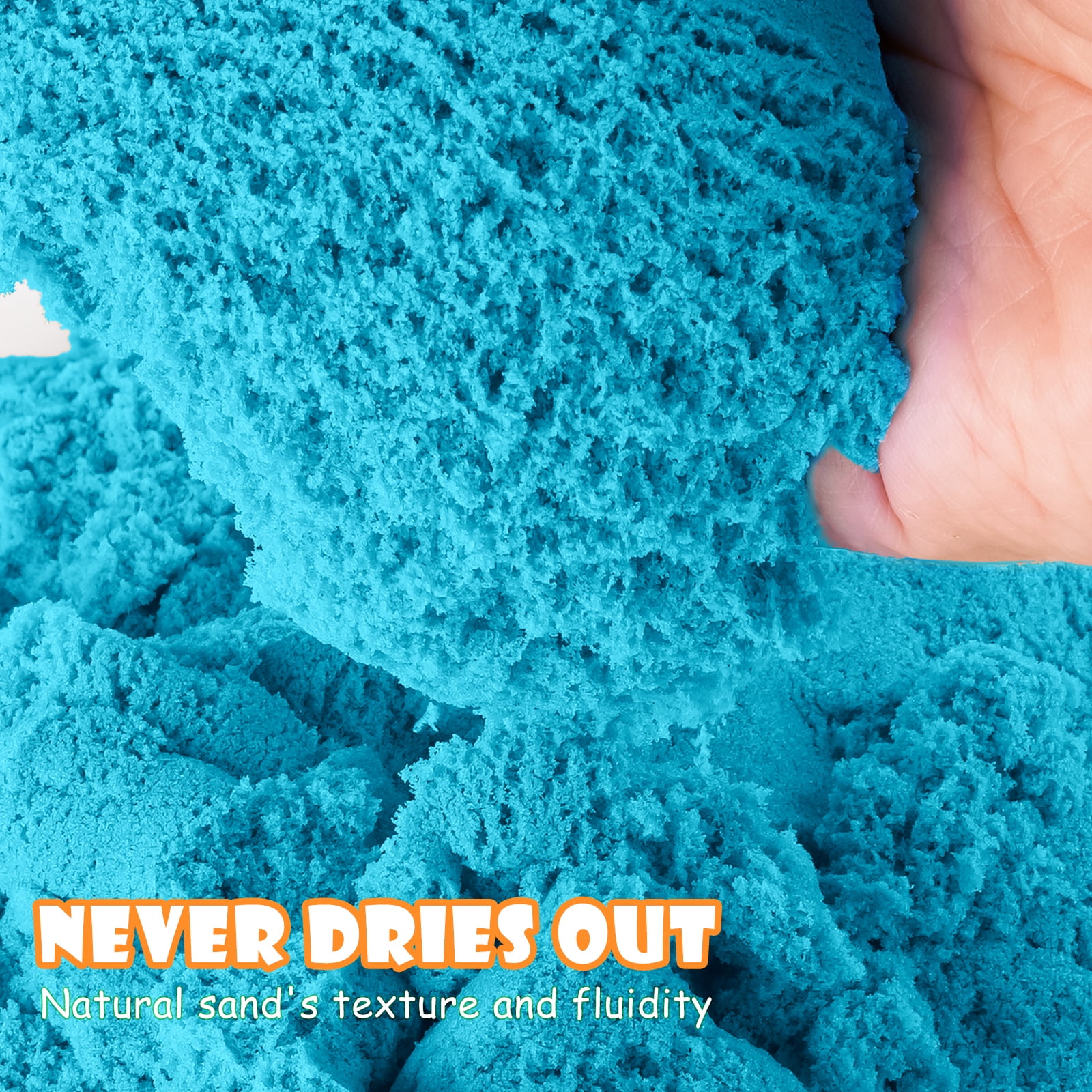 NiToy FlexiSand 11lbs Play Sand, Moldable Self-Sticking, Never Dries Out - Fun for Kids Bulk Refill for Sensory Sand Box Toys, Ideal for Shaping, Squeezing, Scooping, Rolling and Molding (5 Colored)
