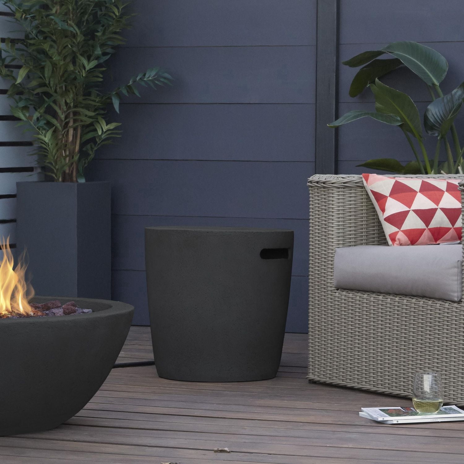 Real Flame Riverside Concrete Propane Tank Cover in Shale