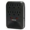 Monster Wall Tap Surge Protector, 6 Grounded Outlets & 2 USB Ports