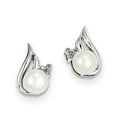 thumbnail image 1 of Sterling Silver Rhodium 6mm FW Cultured Pearl & Diamond Post Ear QDX311, 1 of 2