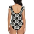 thumbnail image 6 of Yiaed White Sunflowers Print Women's Ruffled One Piece Swimsuit V Neck Swimwear Slimming Monokini for Woman-Medium, 6 of 8