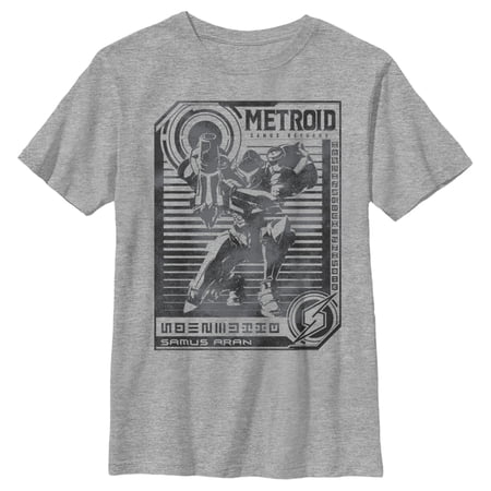 Boy s Nintendo Metroid Samus Aran Stripe Graphic Tee Athletic Heather X Large