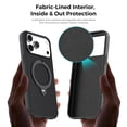 thumbnail image 3 of LHNUNP Magnetic Case for iPhone 12 Pro Max, MagSafe-Compatible Fabric Slim Lightweight Shockproof Cover with Stand and Camera Protection, Black, 3 of 7