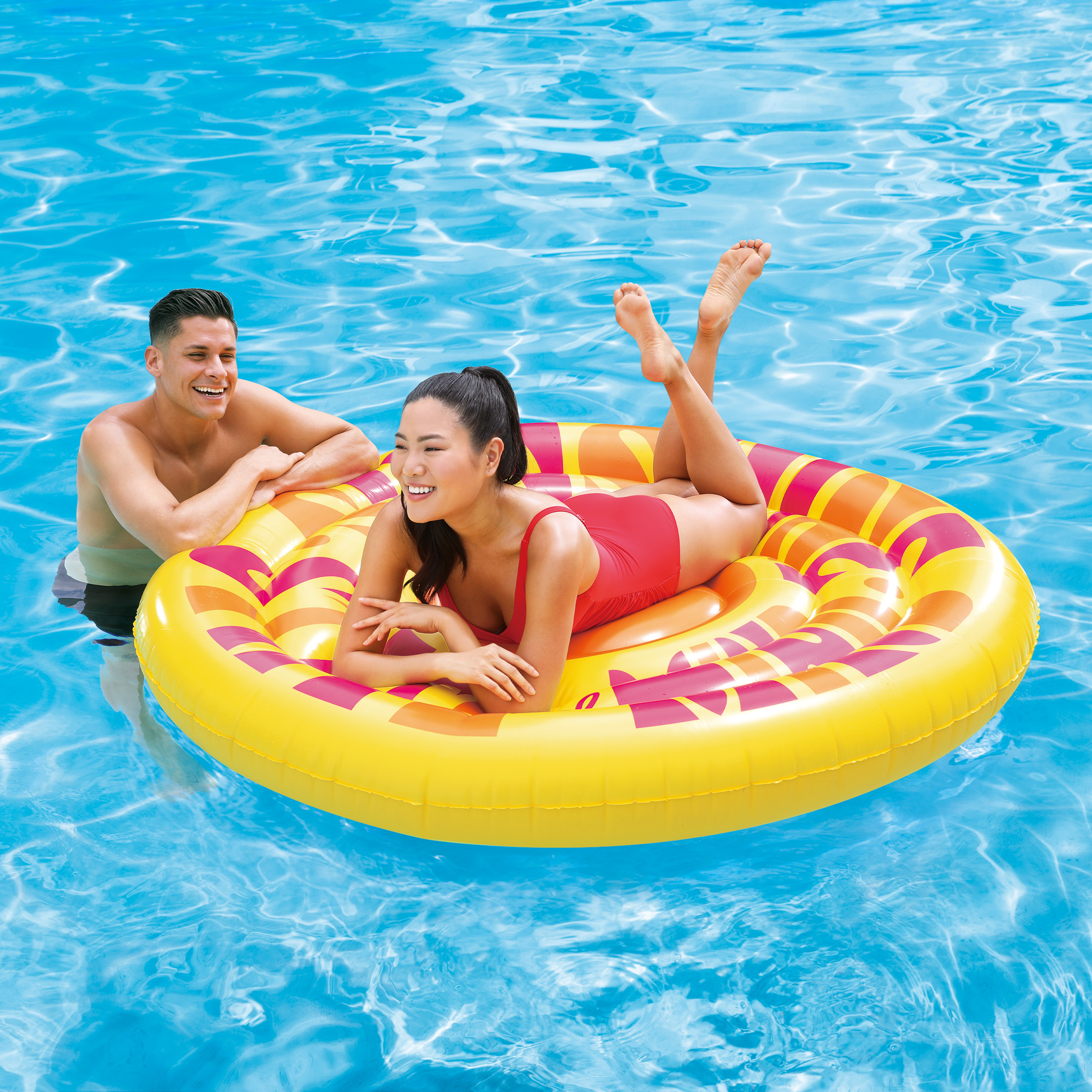 Bluescape Sunshine Island Inflatable Pool Float, Orange & Yellow, Adult, Unisex