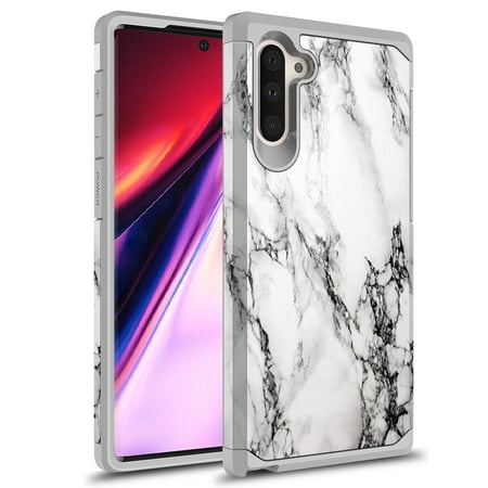 Samsung Galaxy Note 10 Case, Rosebono Hybrid Shockproof Graphic Fashion Colorful Cover Armor Case For Samsung Galaxy Note 10 (White Marble)