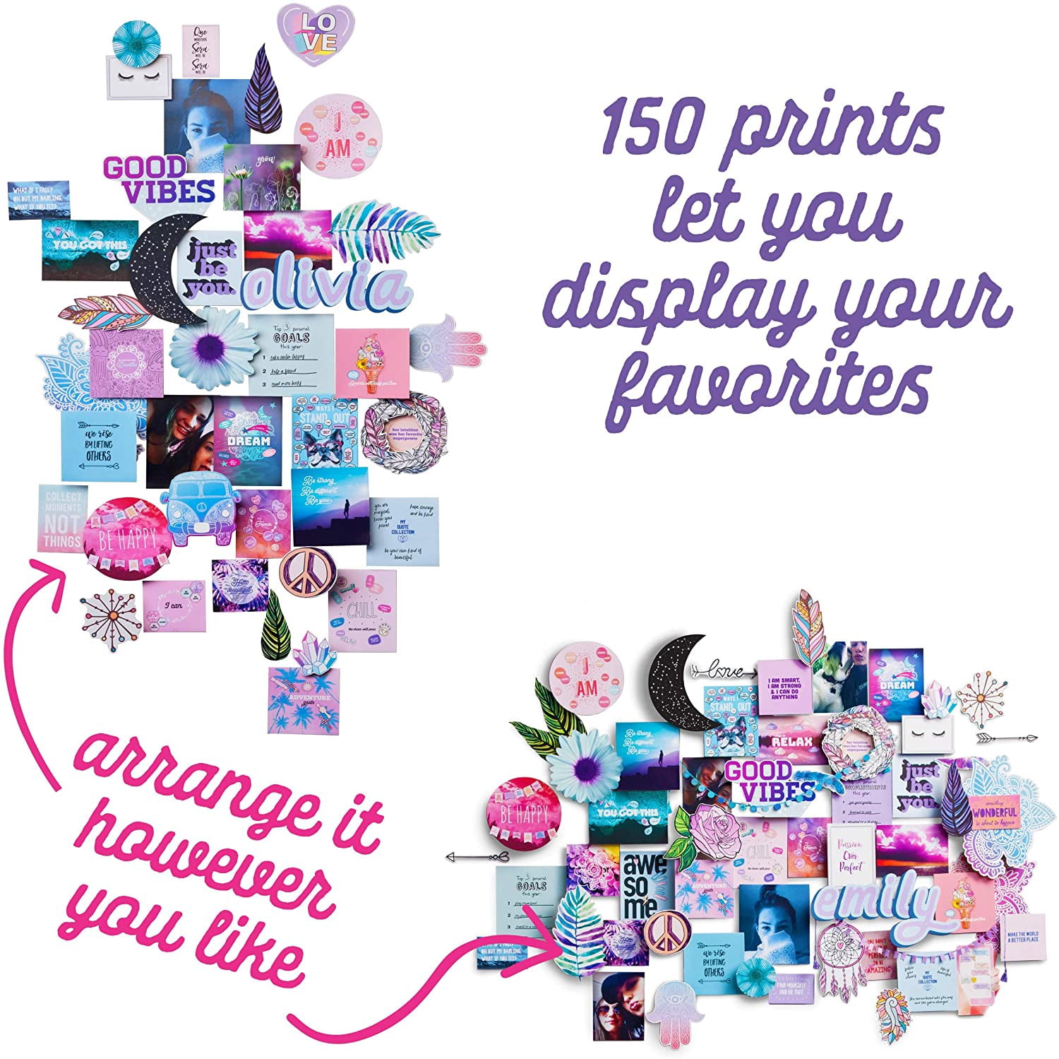 Craft-tastic DIY Wall Collage – Craft Kit – Personalize Your Space with Inspiring Quotes, Pre-cut Designs & Pictures