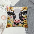 thumbnail image 2 of Shangniulu Cute Cow Pillow Cover Sunflower Daisy Cherry Blossom Flower Square Throw Pillow Cover for Teens Adult Bedroom Decor Black White Farmhouse Animal Decorative Cushion Cover, 2 of 5