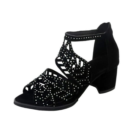 

YUHAOTIN High Heels Closed Toe Wedge Fish Mouth Sandals New Breathable Hollow Block Heel Back Zipper High Heel Roman Shoes High Heel Loafers for Women Womens Sandals Wide Width Comfortable