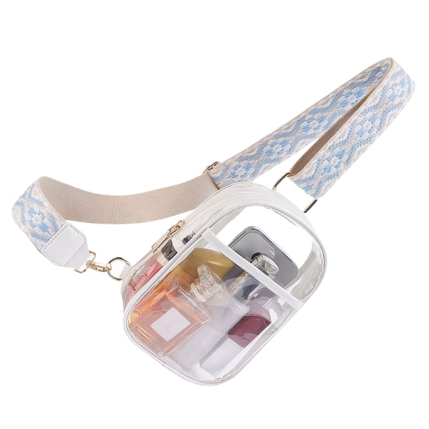Soidarity Bolso bandolera transparente resistente a las manchas para eventos en estadios Correas cómodas: viene el bolso cruzado transparente Ropa Deportiva, Zapatos blanco