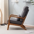 thumbnail image 3 of IVV Mid-Century Modern Accent Chair with Wasit Pillow and Padded Seat, High Back Linen Fabric Upholstered Lounge Armchair with Solid Wood Frame for Living Room, Bedroom, Balcony, Gray, 3 of 10