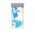 thumbnail image 2 of Hawaiian Bedding Set with Sheet & Covers, Palm Trees Tropical Plants Flowers and Butterflies Silhouette Monochrome Artwork, Printed Bedroom Decor 2 Shams, 4 Sizes, Aqua White, by Ambesonne, 2 of 3