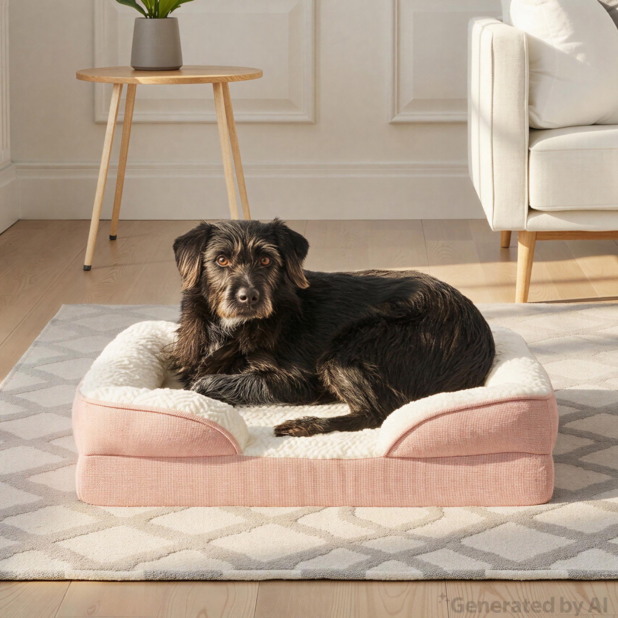 Vibrant Life Small Orthopedic Bolster Dog Bed, Pink, 23" x 28"