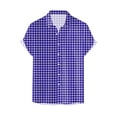 thumbnail image 4 of Men Casual Short Sleeve Checkered Shirt Slim Fit Button Down Plaid Fashion Staple For Fall Winter Everyday Wear Versatile Stylish Outfits Purple 5XL, 4 of 4