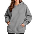 thumbnail image 5 of Oiangi Oversized Hoodie for Women Long Sleeve Pullover Sweatshirts Casual Basic Cozy Pockets Sweatshirt for Fall Winter Gray M, 5 of 6