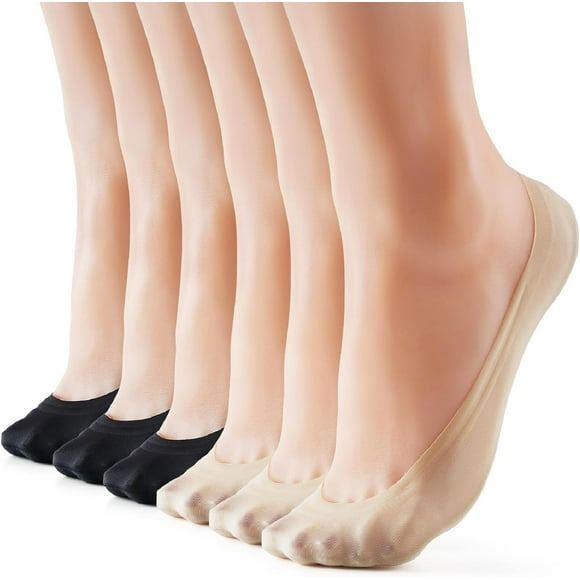 3-9 Pairs No Show Socks Women Nylon Ultra Low Cut Non-Slip Thin Liner Socks Invisible Hidden Socks for Flats