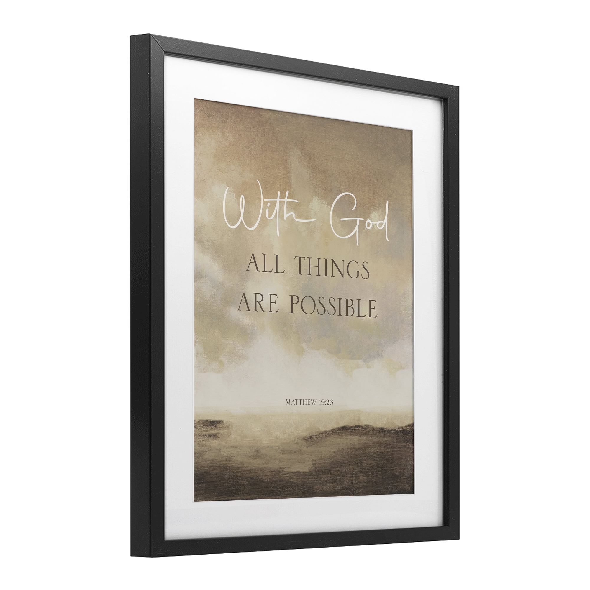Stupell Industries With God Matthew Proverb Black Framed Print Under Glass, design by John Spaeth