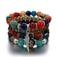 thumbnail image 1 of 1 Uds. Conjunto de pulseras con cuentas bohemias para mujer, conjunto de pulseras con borlas elásticas multicapa, joyería con dijes Feliz Sencillez, 1 of 1