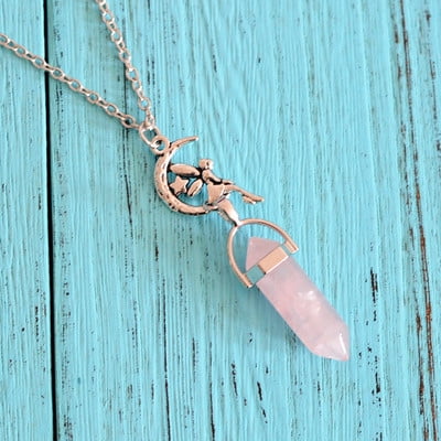Fashion Column - Fancyleo Fashion Women's Natural Crystal Hexagonal Column Pentagram Pendants Necklaces Jewelry