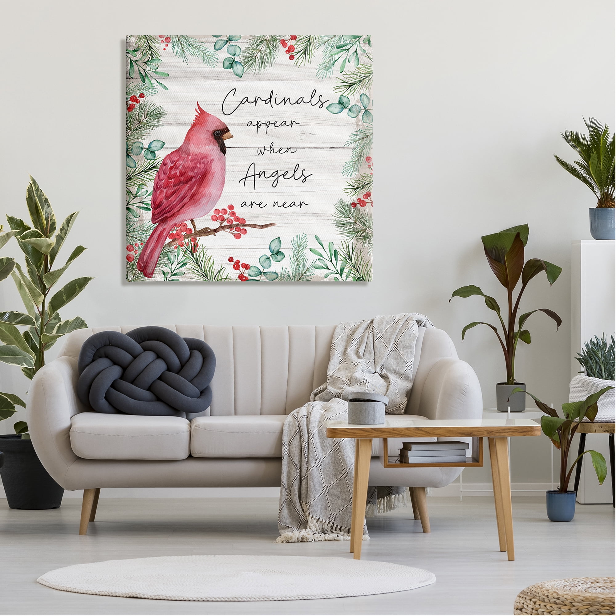 Stupell Cardinals Appear When Angels Near Phrase Animals & Insects Painting Gallery Wrapped Canvas Print Wall Art