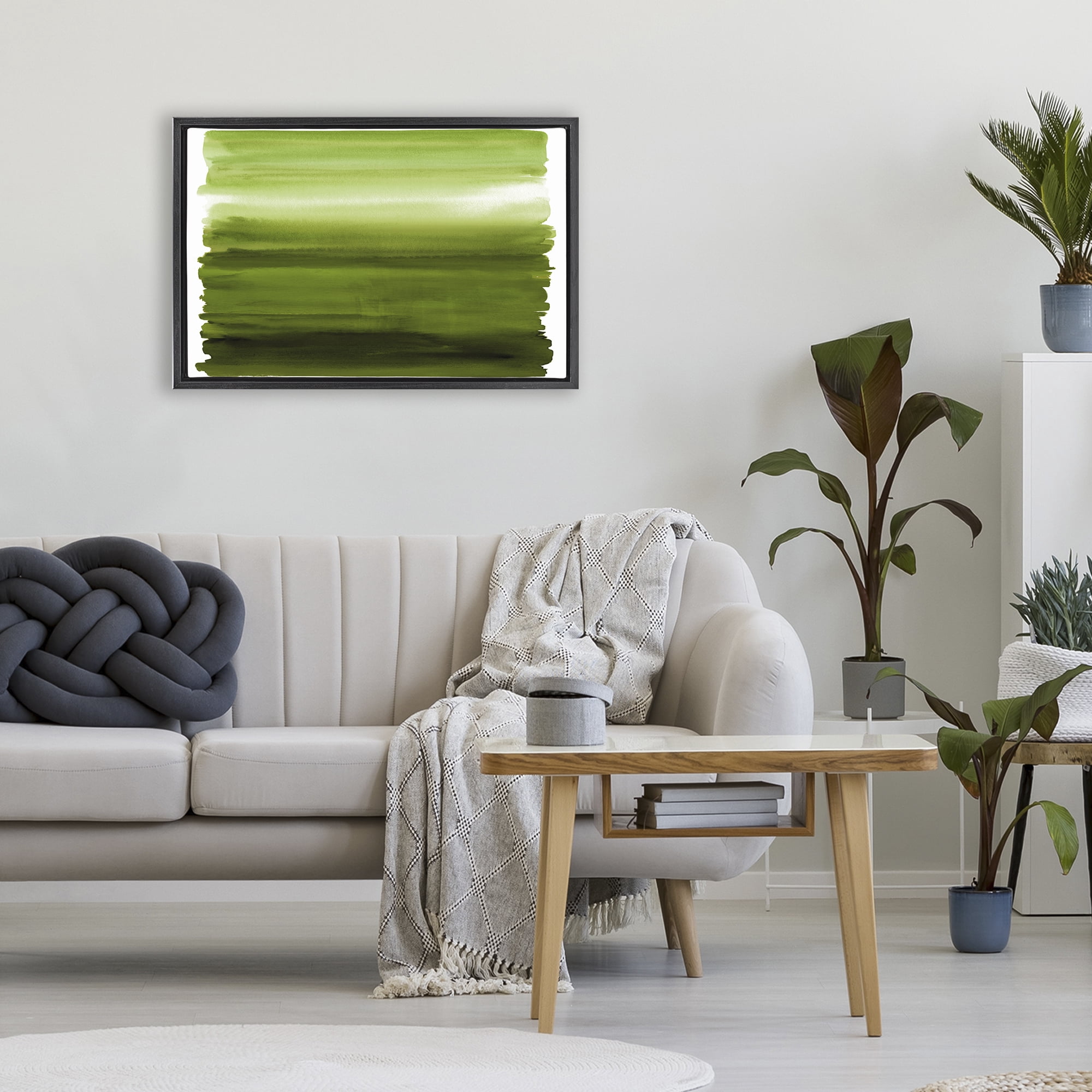 Stupell Industries Ombre Green Gradient Black Framed Floater Canvas Wall Art, design by Allie Corbin