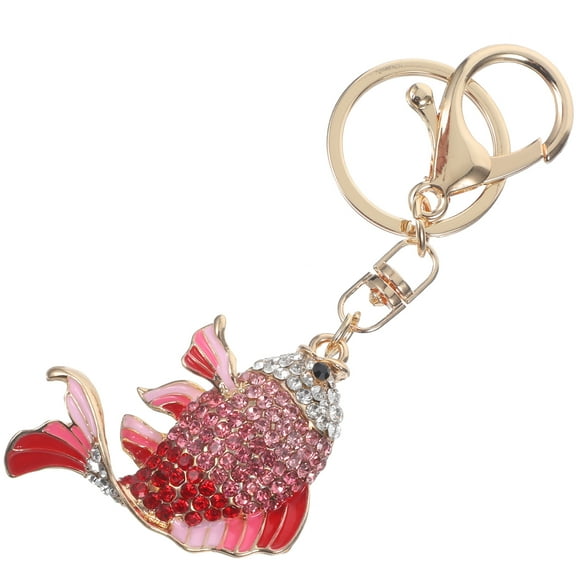 CIMAXIC Creative Diamond-encrusted Alloy Key Ring Shaped Charm Keychain Bag Pendant Jewelry Accessories Car Decoration (Pink),5.12"X1.97"X0.91"