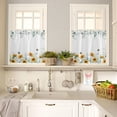 thumbnail image 2 of Floral Tier Curtains - 2 Panels Rod Pocket Valance Curtains Half Window Curtain Tiers for Bathroom Kitchen Cabinet Rod Pocket, Sunflowers Bees Eucalyptus Leaves, 2 of 5