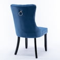 thumbnail image 5 of 2 Sets Modern Velvet Tufted  Dining Chair,Solid Wood Upholstered Leisure Chair with Rivet Finish,Comfy Dresser Chair with Steel Plating Legs for Meeting Room and Bed Room,Blue, 5 of 9