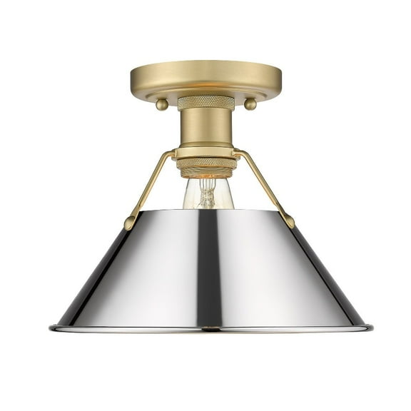 Golden Lighting 3306-FM BCB-CH Orwell 1-Light Flush Mount in Brushed Champagne Bronze with Chrome