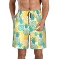 thumbnail image 2 of Uemuo Pineapples1 Pattern Men's Swim Trunks Hawaiian Beach Bathing Suit Swimsuits Beach Quick-Dry Shorts with Pockets-, 2 of 9