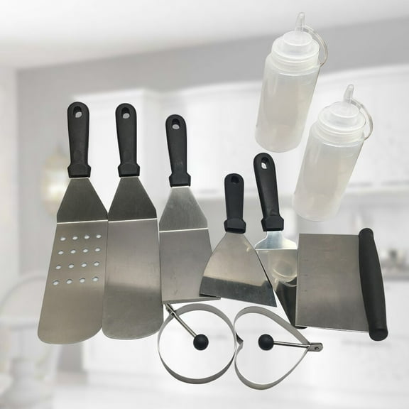OUNONA Stainless Steel Cooking Tool Set with Assorted Color Handles for Delicious Family Meals 10PCS