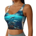 thumbnail image 2 of Balery Hawaiian Ship Dolphin Sujetadores deportivos con espalda cruzada para mujer, acolchados, sin costuras, de alto impacto, ideales para yoga, gimnasio, entrenamiento y fitness.-, 2 of 8