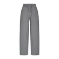 thumbnail image 4 of Mlzmgr Wide Leg Pants for Women Drawstring High Waisted Loose Comfy Cropped Pants Solid Color, 4 of 6