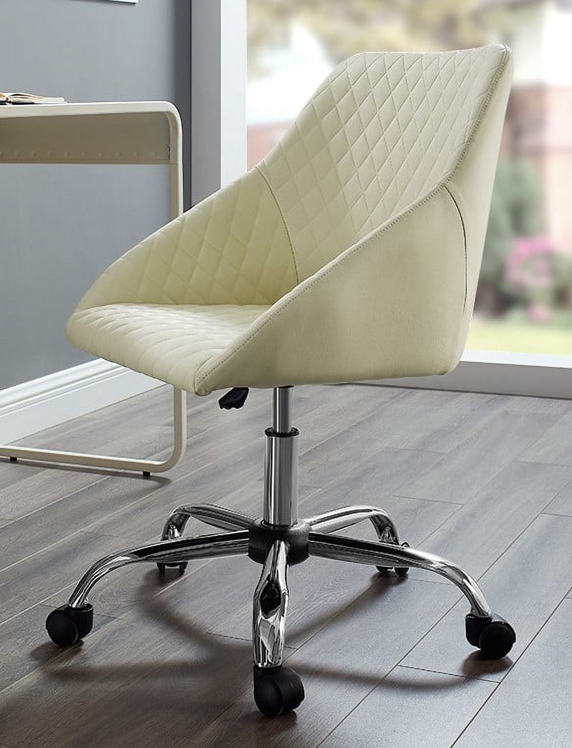 Mainstays Faux Leather Quilted Mid-Back Swoop Arm Rolling Office Desk Chair, Multiple Colors