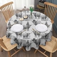 thumbnail image 3 of Gray Highland Cow Person Pattern Round Tablecloth 60"x60",Wrinkle Wipeable Table Cloth for Kitchen Dining Room Picnic Patio Party, 3 of 6