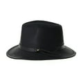 thumbnail image 2 of WITHMOONS Indiana Jones Hat Weathered Faux Leather Outback Hat GN8748 (Black), 2 of 4