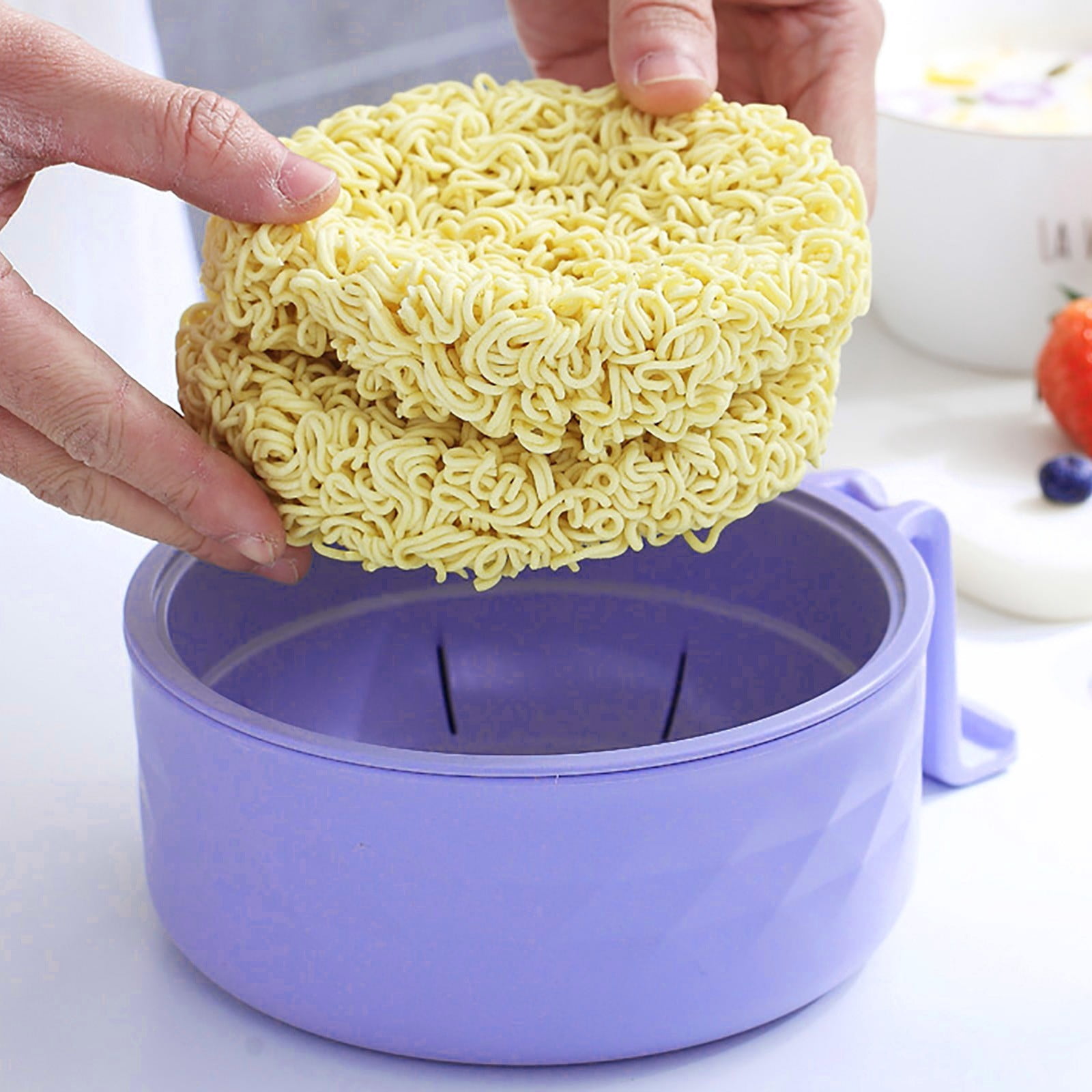 Microwave Bowl with Lids,Ramen Bowl,Microwave Soup Mugs with Handles,for Soup and Instant Noodles,Oatmeal, Gumbo, Salad, College Dorm Room Ramen Cooker with Chopsticks/Spoon/Fork for Dorm