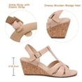 thumbnail image 2 of SHIBEVER Summer Wedge Heel Sandals for Women Open Toe Ankle Strap Roman Comfort Shoes Apricot, 2 of 7