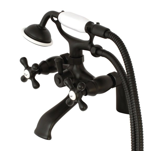 Kingston Brass 8 Inch Center Spread Tub-Deck Mount Clawfoot Tub Filler With Hand Shower - Oil Rubbed Bronze