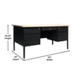 thumbnail image 5 of Flash Furniture Commercial Grade 30x60 Double Pedestal Desk with 5 Locking Drawers, White Oak Top and Black Frame, 5 of 13