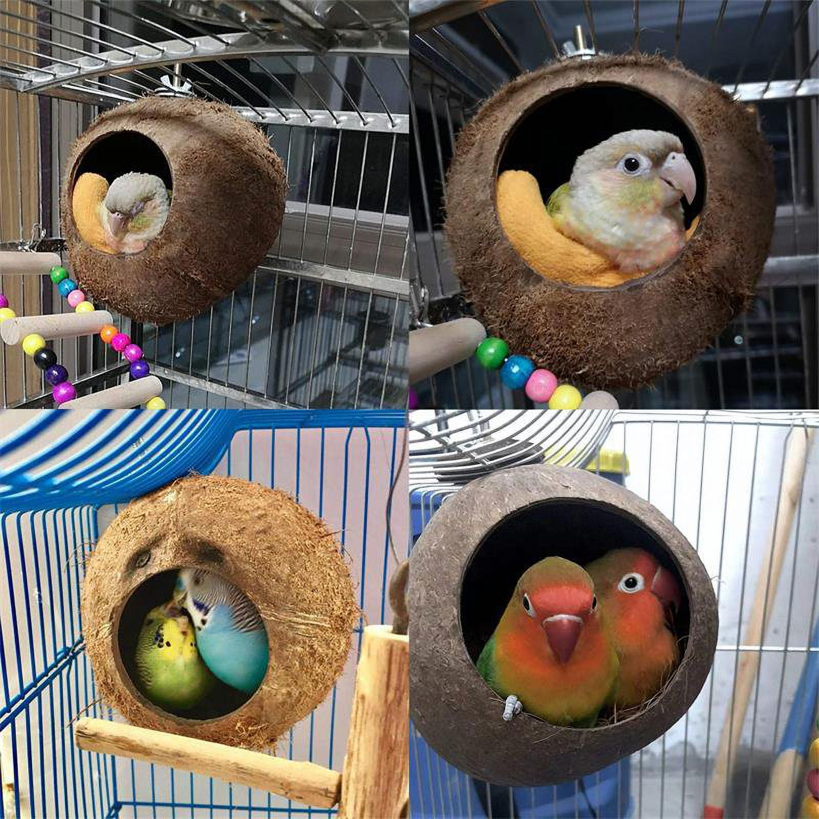 Nid D'oiseau - Naturel - Coquille De Noix De Coco - 13cm - Pour Perruches Et Petits Oiseaux