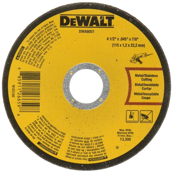Disco de corte DEWALT DWA8051, tipo 1, pequeño diámetro, 4.5 pulgadas, paquete de 25