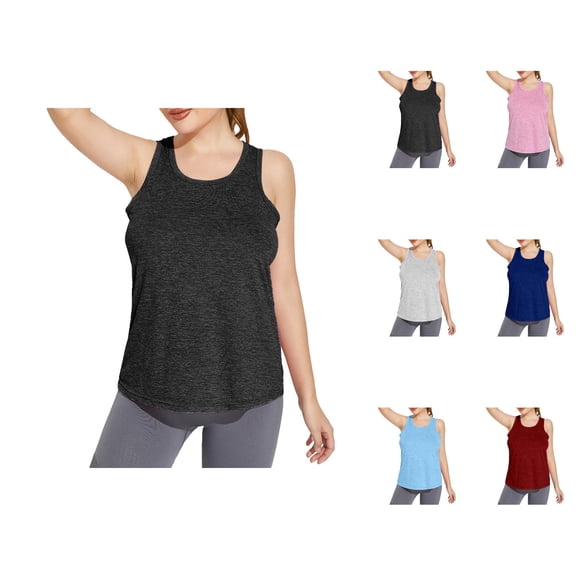 Workout Tank Tops Woman Stretchy Scoop Neck Racerback Loose Fit Sleeveless Shirt Athletic Yoga Gym Tanks