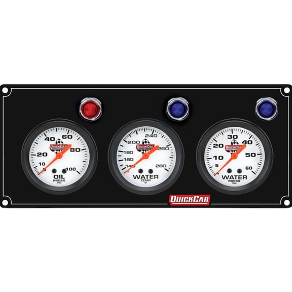 QUICKCAR RACING PRODUCTS 3 Gauge Panel OP/WT/WP Black partNumber: 61-6716